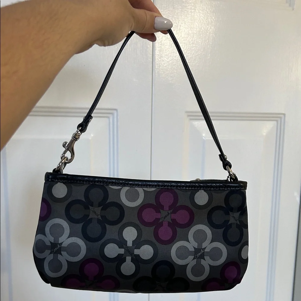 SOLD Coach Vintage Black and Gray Mini Bag with Purple Accents - Picture 3 of 10